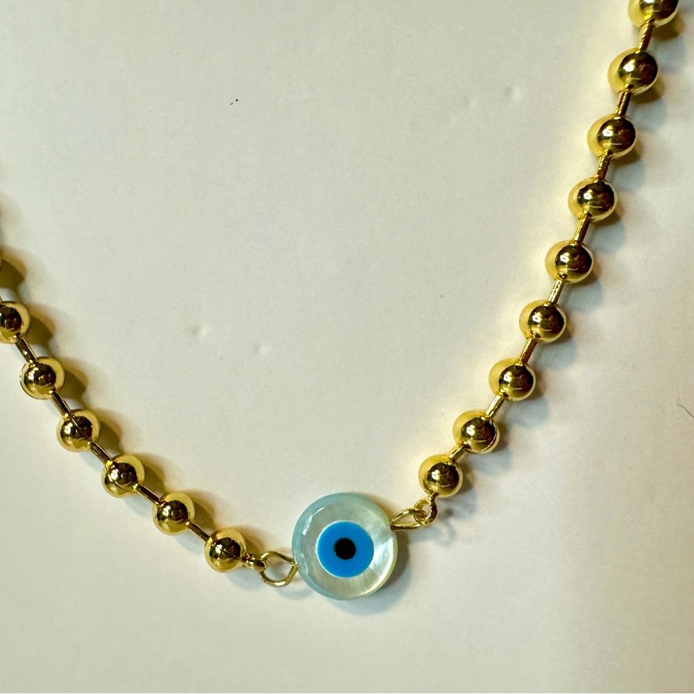 NWT Petit Moments Jaclyn Evil Eye Gold Beaded Necklace. MSRP $38. REVOLVE